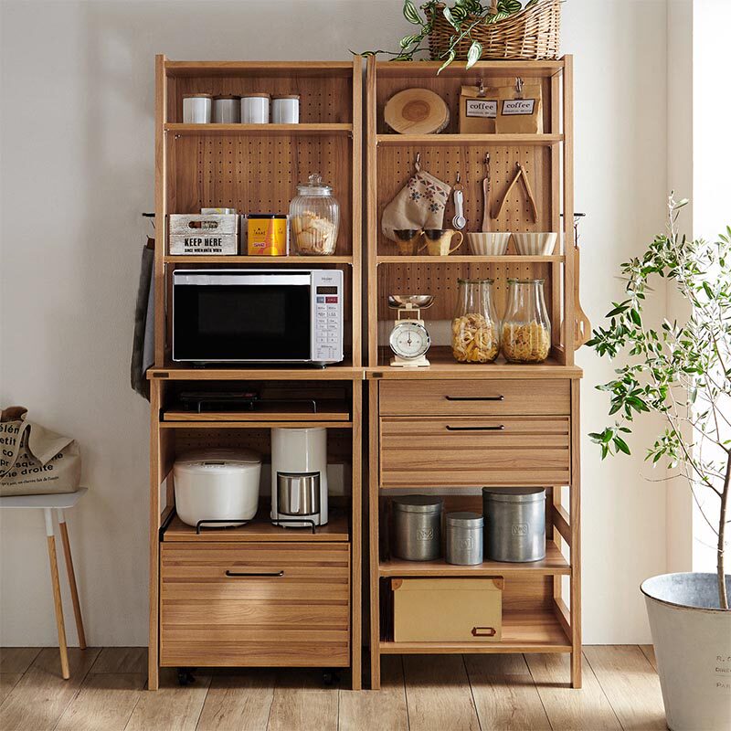 Solid wood sideboard complete small appliances storage cabinet high shelf against the wall microwave oven cabinet oven cabinet integrated cabinet