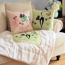 cute cat cotton and linen pillow pillow quilt