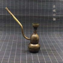 Antique Republic of China collection pure copper cigarette pot hookah dry smoke pipe Vintage hookah bucket dual-use brass removable hookah