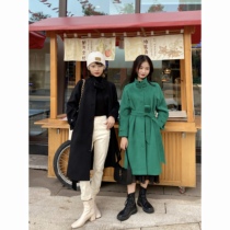 Twins Little Green Standing Collar Wool Coat Temperament Shown High Thick Warm Coat 17 New at 10: 00