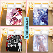 Cartoon Naruto One Piece anime bed sheet quilt cover four-piece set two-dimensional girl Hatsune Rem student sheet