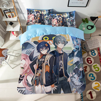 Customized animation game absolute zero bed sheet and quilt cover three or four piece set for otaku bedroom single student dormitory bedding