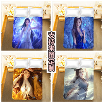 Anime antique beauty bed sheet quilt cover retro Hanfu girl Chinese style bedding otaku student single