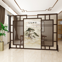 Chinese solid wood screen partition living room hotel office hall shielded from decorative moving log landscape customization