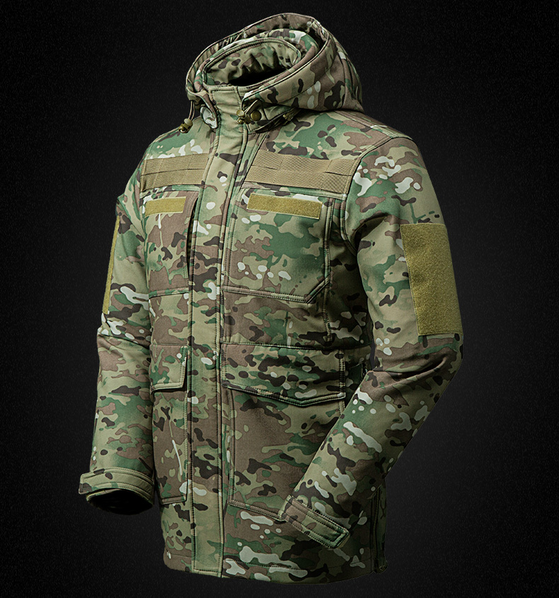 Cqb xác thực người hâm mộ quân đội trang phục tất cả các địa hình ngụy trang quần áo vỏ mềm quần áo lông cừu đơn mảnh áo khoác nam chống áo khoác - Quần áo ngoài trời áo tanktop nam khoét nách sâu