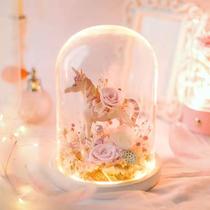 Unicorn Evergreen Flowers Glass Hood Dream Valentines Day Fancy Creative Gift Birthday Gift To Girlfriend Bestie