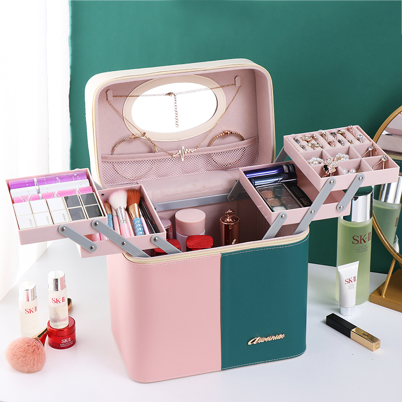 Color matching portable makeup bag women's large capacity dustproof multi-function layer skin care products storage box box 2020 new