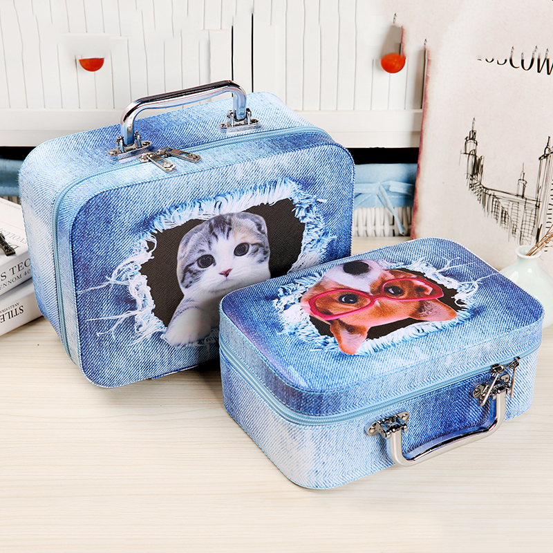 Cute Martian hand makeup bag portable large capacity containing box bag Jane about small number of cute teenage girl's heart make-up box