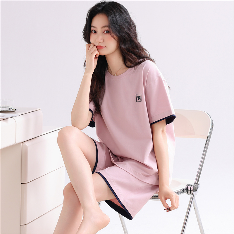 Langsha Cool Modal Pajamas for Women Summer 2026 Thin Short-Sleeve Shorts Can Be Worn Outside with Chest Pads Loungewear