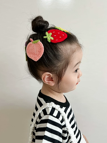 Милая трикотажная ткань на липучке, детская клубника, безвредная маленькая челка, не повреждает волосы