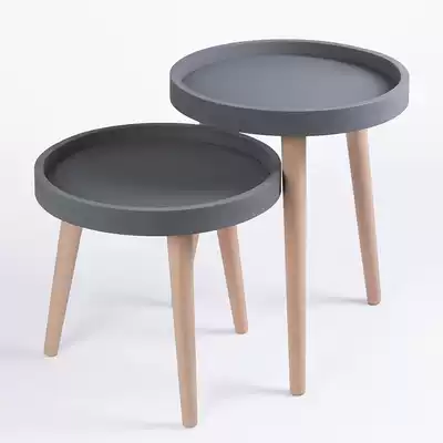 Linghong round flowerpot tray imitation cement wood frame solid wood simple Nordic style water chassis base household