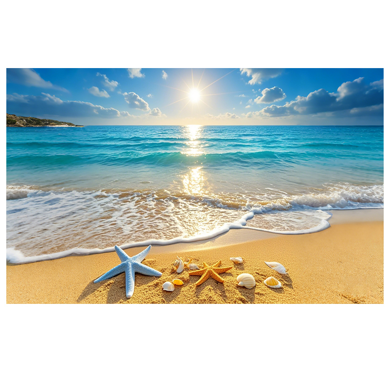 The Sea, the Beach, the Blue Sky, White Clouds, Sunshine, Beach, Living Room, Sofa, Background Wall Decoration Painting, Dining Room, Entrance, Self-Adhesive Painting