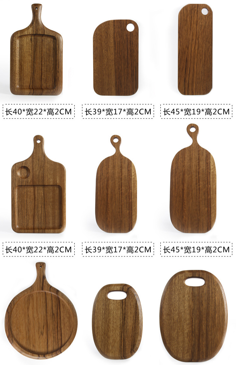 Nhật Bản pallet gỗ hình chữ nhật hộ gia đình tấm tròn tấm bánh mì tấm gỗ rắn bánh trái cây tấm gỗ đĩa trái cây bằng gỗ
