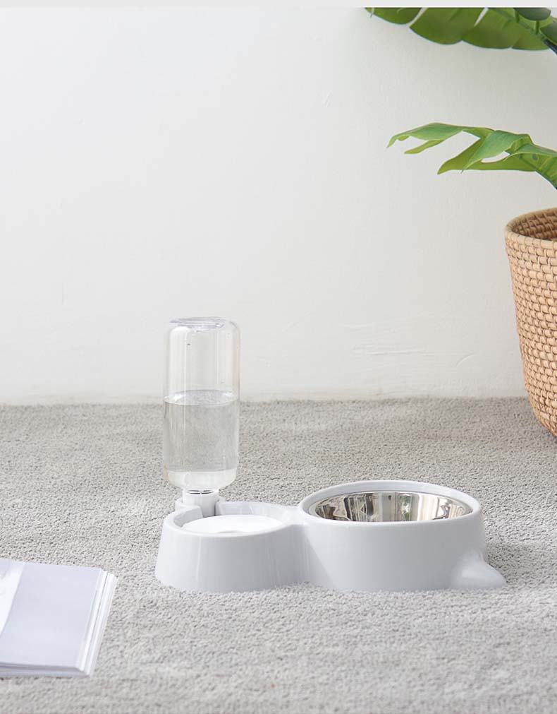 Mèo bát đôi bát uống tự động chó bát bảo vệ cổ tử cung bát bằng thép không gỉ chống lật mèo chậu thức ăn bát mèo bát cơm - Cat / Dog hàng ngày Neccessities 	bát ăn chống gù cho chó	