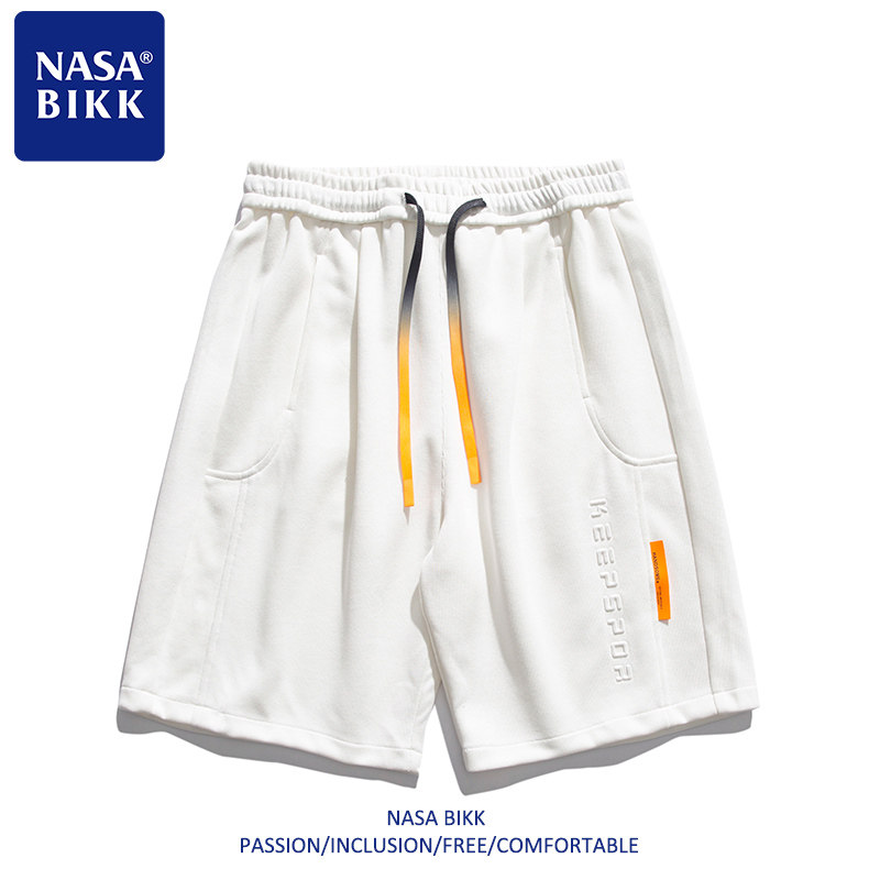 Шорты NASA, мужские брендовые парные летние спортивные свободные повседневные баскетбольные брюки tide, прямые белые брюки с пятью точками