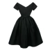 JUNGLE ME váy nhỏ màu đen Váy kiểu Hepburn họp thường niên phong cách retro Cổ chữ V cao eo váy phồng - Váy eo cao