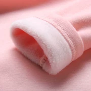 Trẻ em mặc áo sơ mi nữ đáy cộng với nhung dày mùa thu đông mặc áo dài tay cổ cao cho trẻ em áo thun cotton ấm áp mùa đông