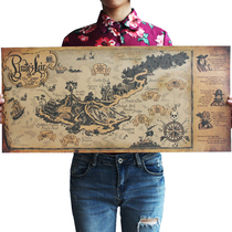 Props treasure map One Piece treasure hunt Pirates of the Caribbean lair map Nostalgic retro poster Interior decoration painting core