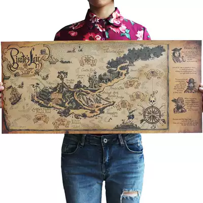 Props Treasure Picture Piece King Treasure Caribbean Pirates Nest Nostalgic Retro Poster Interior Decoration Painting Core