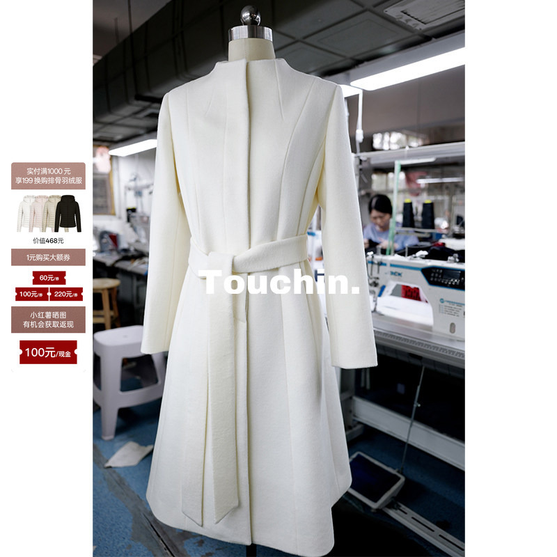 Touchin Classic Collection Haute Couture Studio Edition Anne Hathaway White Australian Wool Coat Woolen Jacket for Women Touchin Classic Collection Haute Couture Studio Edition Anne Hathaway White Australian Wool Coat Woolen Jacket for Women