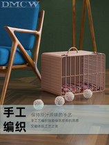 Cat cage portable out-and-out cat bag breathable portable cat nest handmade rattan universal walking basket indoor and outdoor