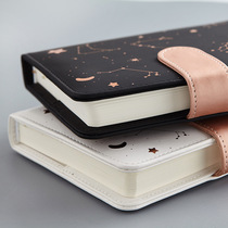 Constellation stars Leather Japanese hand book Snap button notebook Stationery schedule book Small fresh notepad