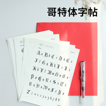 (card) Gothic English copybook dipped in water parallel pen flower body English practice copybook girl font handwriting