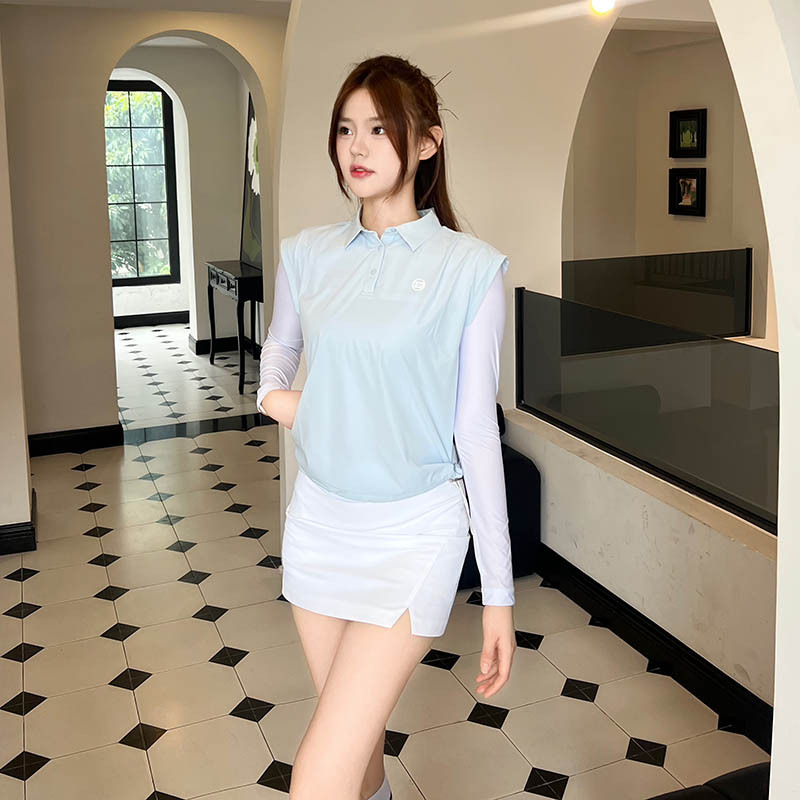 Bg Golf Clothing Women's Long-Sleeved Sun Protection Breathable T-Shirt Summer Lapel Polo Shirt Quick-Drying Slimming Golf Uniform