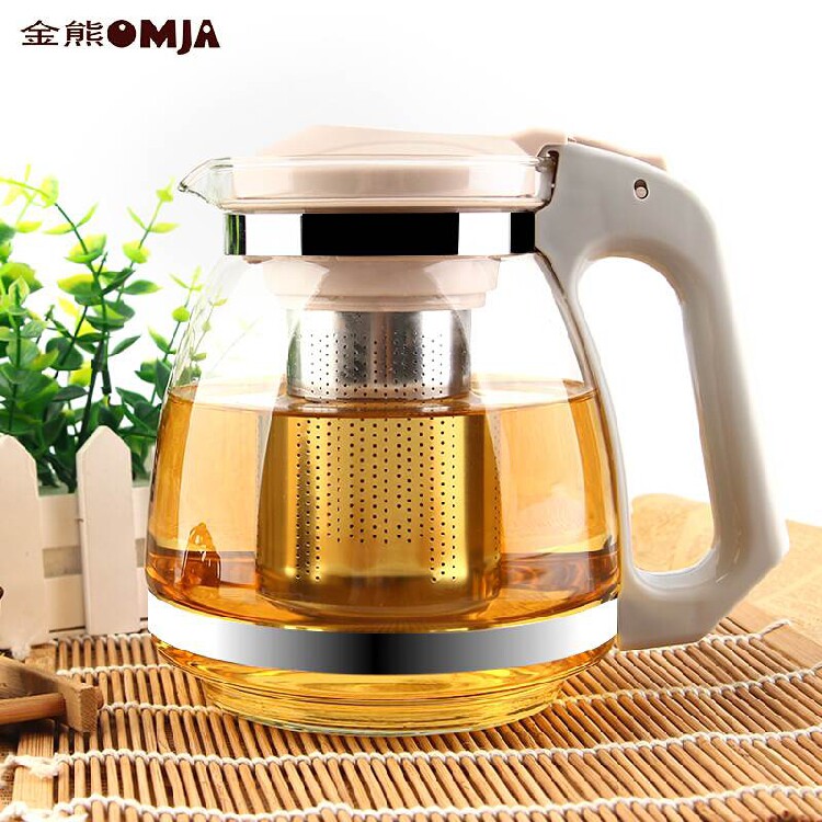 Lilac Golden Bear Heat Resistant Glass Tea Bar Machine Large Number Teapot Filter Screen Flower Fruit Teapot Bubble Teapot Color Kettle