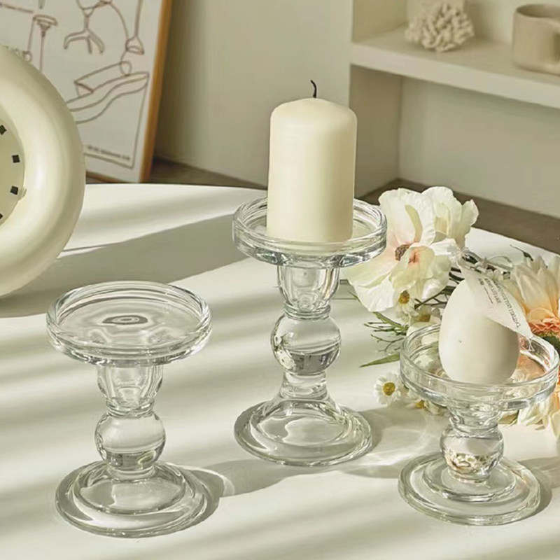 ins Roman columns glass candle holders French style retro swing pieces Romantic Candle Light Dinner Decoration Photo Props-Taobao