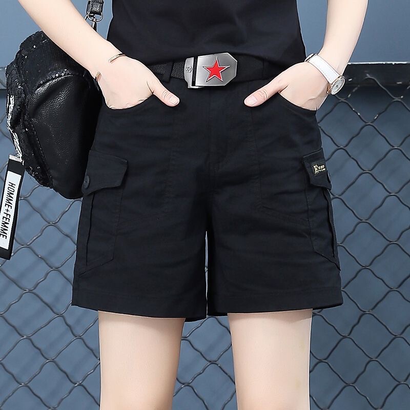 Women's Cargo Shorts, Casual Shorts, New High-Waisted Summer Straight-Leg Loose Slimming Shorts for Petite Women, High-End Shorts for Outerwear