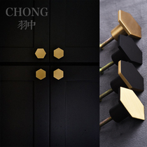 CHOONG FLAT PERSONALITY 4 COLOR HEXAGONAL BRASS HANDLE NORDIC MINIMALIST CABINET DOOR DRAWER HANDLE WARDROBE SINGLE