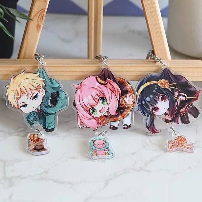Spy X Family Merchandise Keychain Anya Forger Yor Lloyd Anime Acrylic Double-Sided Pendant