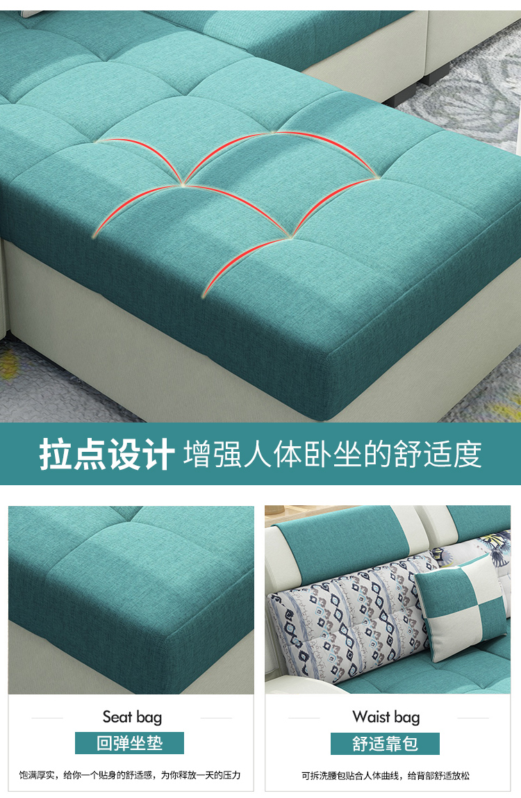 Giúp phòng khách sofa sofa vải căn hộ nhỏ rửa Bốn-bit lưu trữ góc chaise ba chống vải dùng một lần - Ghế sô pha sofa mini phòng ngủ