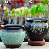SJ Pottery Pot Black Glaze+Black Roth Roth Blue Bubble
