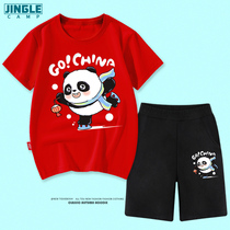 Panda Girls Summer Clothes 2022 New Summer Boys and Girls Short Sleeve Childrens Clothing