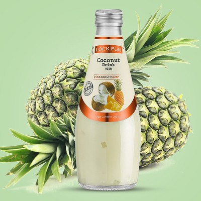 290ml*12 bottles of Thailand imported Le Kefen pineapple-flavored coconut milk with coconut meat drink baked coconut milk whole box
