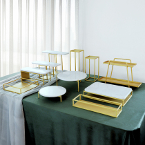 Nordic Golden Marble Dessert Table Hem WEDDING PENDULUM TABLE DECORATIVE SHOW STAND FOR AFTERNOON TEA COLD DINING TEA HYSTERIA TRAY