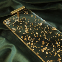 Eurostyle acrylic gold leaf light extravagant tray wedding dessert table swing piece of afternoon tea pastry dish golden display shelf