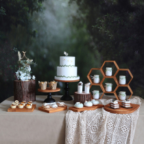Chinese wooded dessert table swing piece Mori Department afternoon Tea Pendulum Table Cake Tray Trays Cold Dinner Show