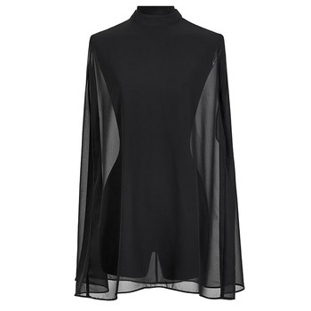 ເສື້ອຢືດ chiffon ເຄິ່ງ sheer ວ່າງ