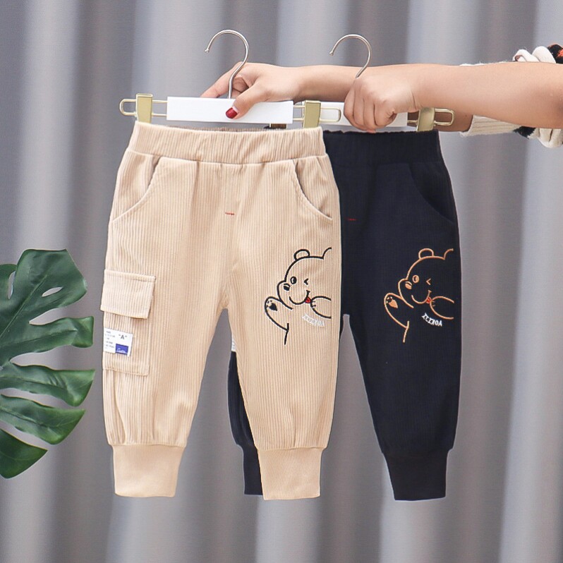 Boy pants 2022 new spring tympani male female baby summer children long pants sports casual thick cotton pants girl