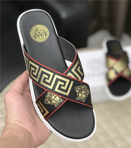 Men Slippers Outdoor Beach Shoes Mesh Red Anti-Slip Cool Tug Summer New Medusa Korean Edition Wearing STRAIGHT SLIPPERS