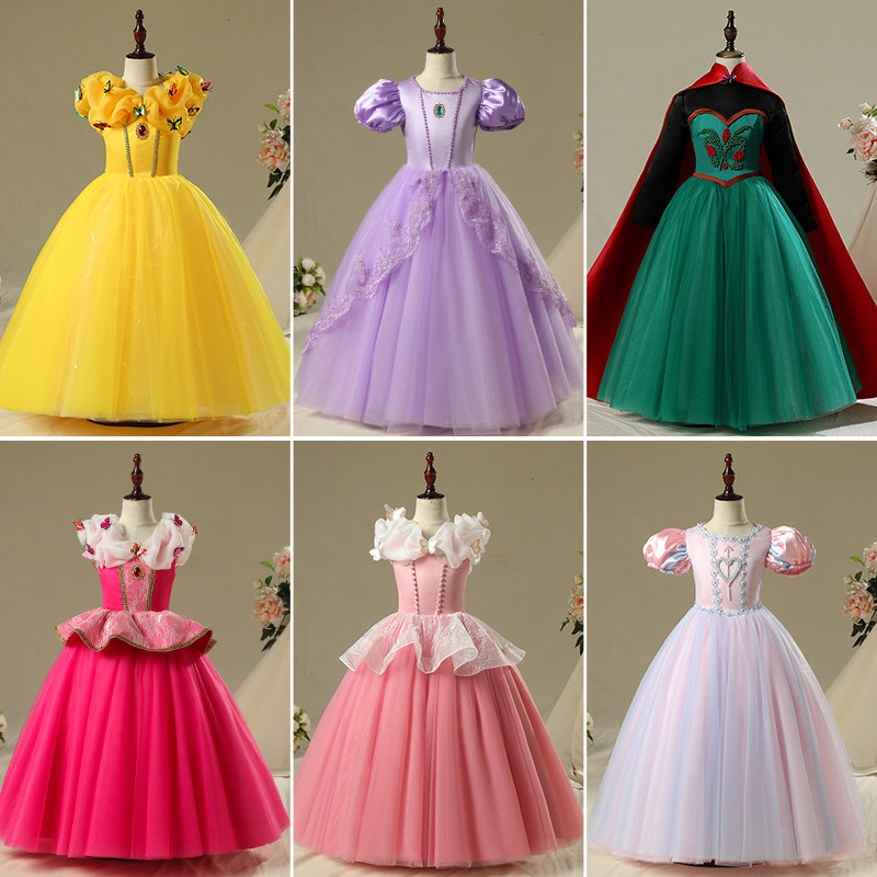 White Snow Princess Dresses Cinderella Children's Ice and Snow Clothing Girl Elsa Skirts bel Love Socean Fashion Summer