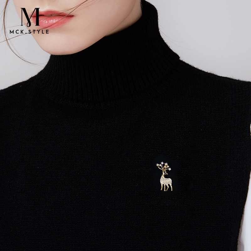 Elk Deer Small Brooch Cute Day Ensemble 2022 New Tide Chest Flower Upscale Delicate Sweater Suits Do N't Stitch Accessories Women