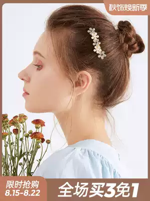 Flower headdress hairpin female Korean hairpin one-word clip hairpin retro side clip clip girl simple girl hair accessories