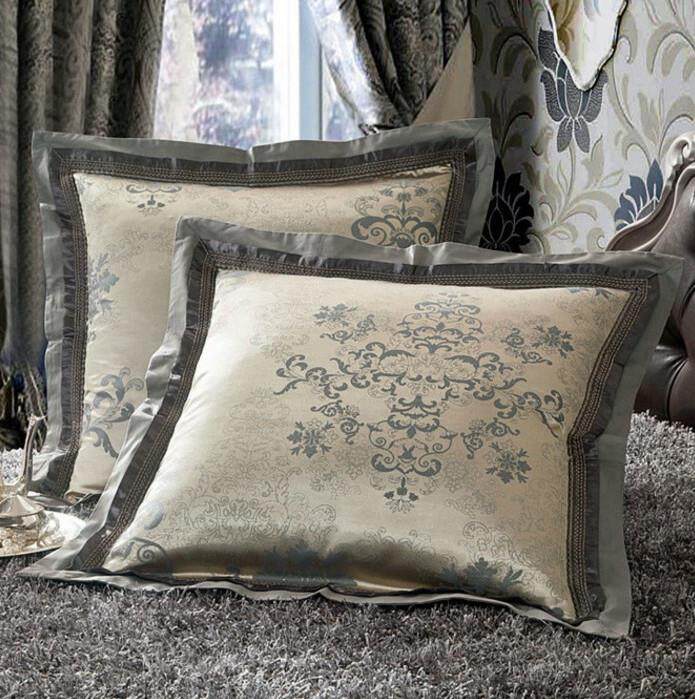 65 65 * 80 85 60x60CM European style pure cotton gon satin jacquard back cushion sleeve sofa bed head leaning against pillow and holding pillow cover