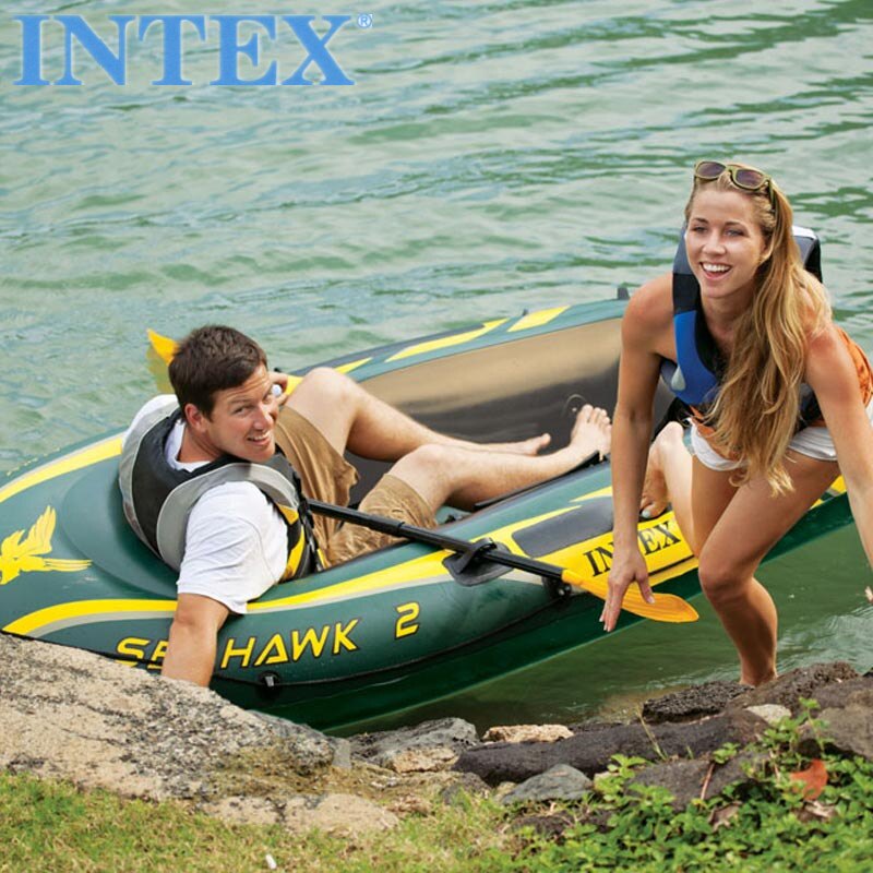 intex rubber boat rubber dinghy fishing boat air cushion fishing boat double 2 people boat canoeing thickened