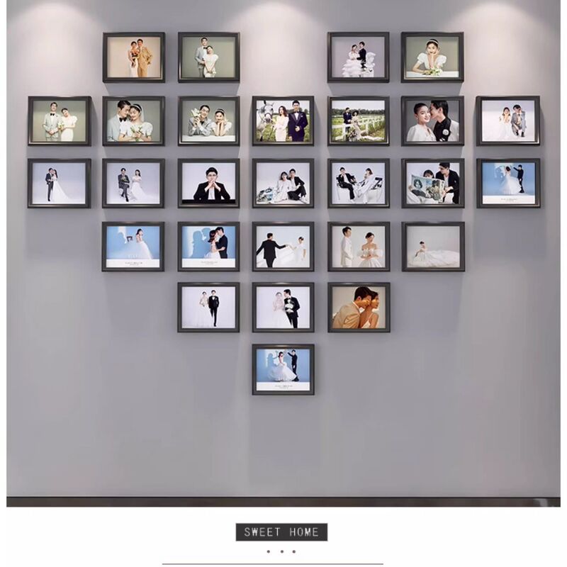 Creative Heart-Shaped Photo Wall Decoration, Creative Wall-Mounted Photo Album Frame, Wall-Mounted Without Drilling, Living Room Photo Wall Combination