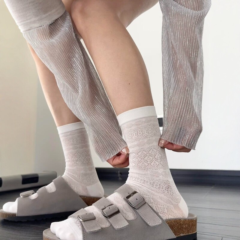 Birkenstock Shoes Are the Ultimate White Socks! Thin, Hollow-Out Patterned Socks with a Lazy Vibe That Instantly Elevates the Look~ Breathable Socks for Women Birkenstock Shoes Are the Ultimate White Socks! Thin, Hollow-Out Patterned Socks with a Lazy Vibe That Instantly Elevates the Look~ Breathable Socks for Women